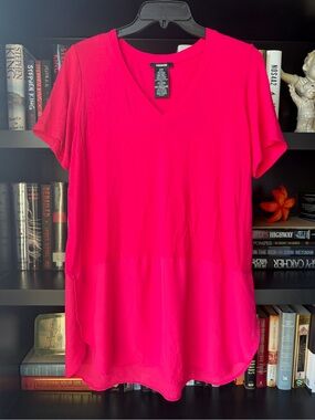 Premise Hot Pink V-Neck Short Sleeve Tunic